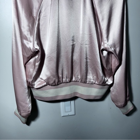 Aritzia Little Moon Pink Satin Bomber Jacket  Size Large - Picture 6 of 12